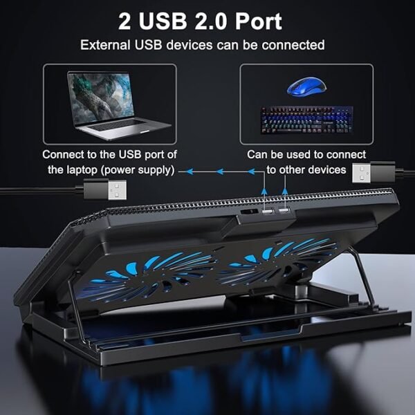 ⁦Mikuso Notebook Cooling Pad NCP-212 With Stand مبرد لابتوب بمروحتين USB⁩ - الصورة ⁦3⁩