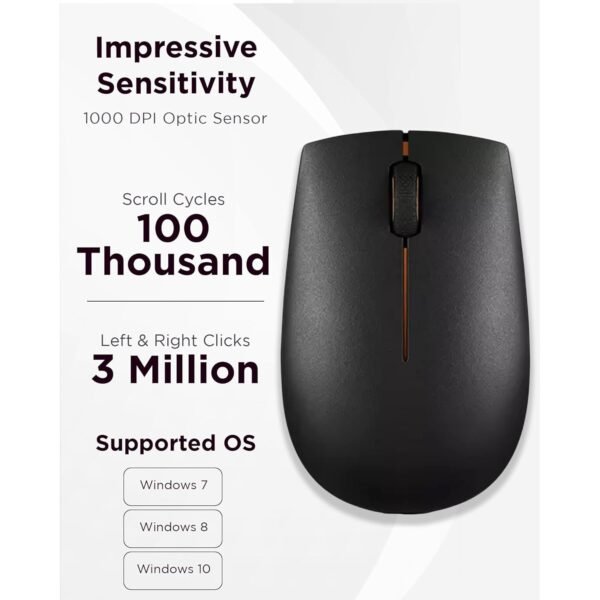 ⁦Lenovo 300 Wireless Compact Mouse ماوس من لينفو لاسلكي⁩ - الصورة ⁦4⁩